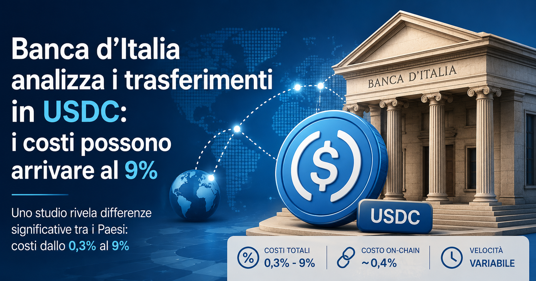 Banca d’Italia analizza i trasferimenti in USDC: i costi possono arrivare al 9%